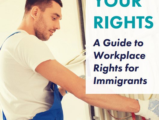 Know your rights brochure cover with title and person working