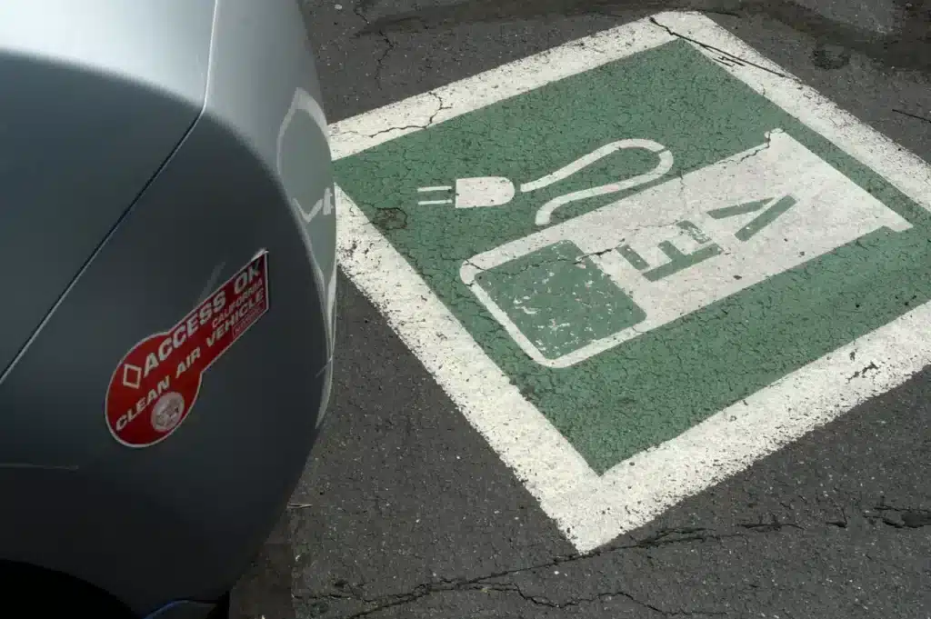 A parking spot at the Marin County Civic Center is designated for electric vehicle charging in San Rafael on Tuesday, May 16, 2023. (Alan Dep/Marin Independent Journal)